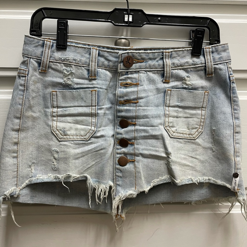 One Teaspoon Le Cat Mini Jean Skirt